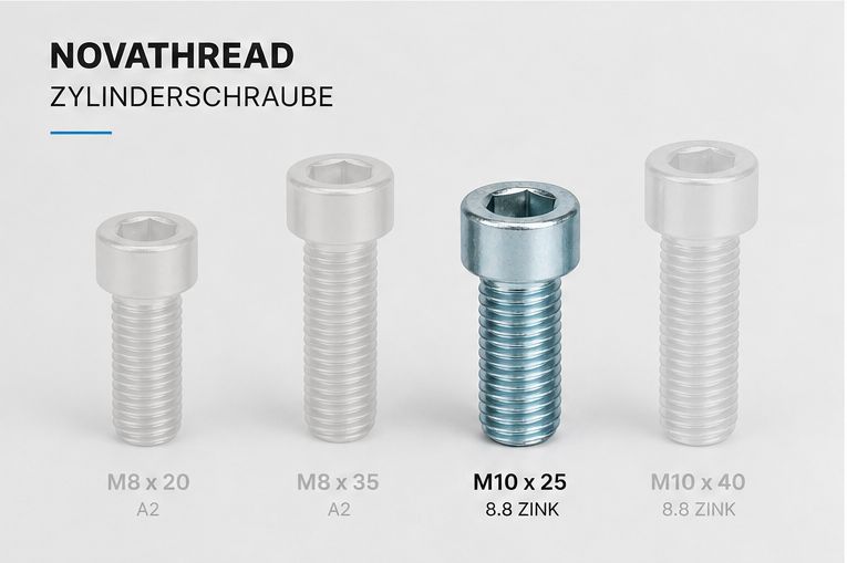 Novathread Zylinderschraube M10 x 25 8.8 verzinkt